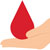 extended hand with a drop of blood on it